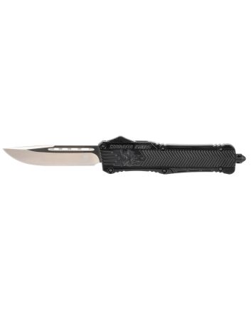 CobraTec Knives LBCTK1LDNS CTK-1Large 3.75" OTF Drop Point Plain D2 Steel Blade/Black Aluminum Handle Features Glass Breaker Includes Pocket Clip
