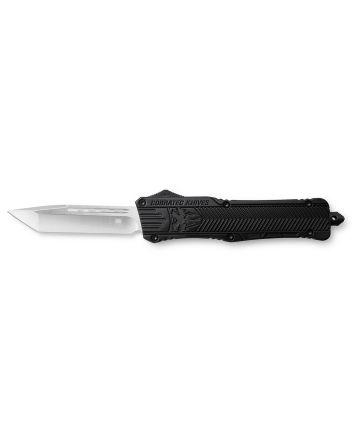 CobraTec Knives LBCTK1LTNS CTK-1Large 3.25" OTF Tanto Plain D2 Steel Blade/Black Aluminum Handle Features Glass Breaker Includes Pocket Clip