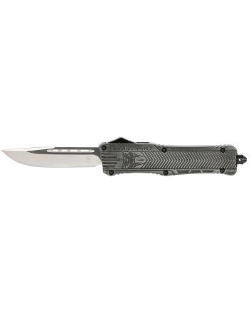 CobraTec Knives LSWCTK1LDNS CTK-1Large 3.75" OTF Drop Point Plain D2 Steel Blade/ Stonewashed Aluminum Handle Features Glass Breaker Includes Pocket Clip