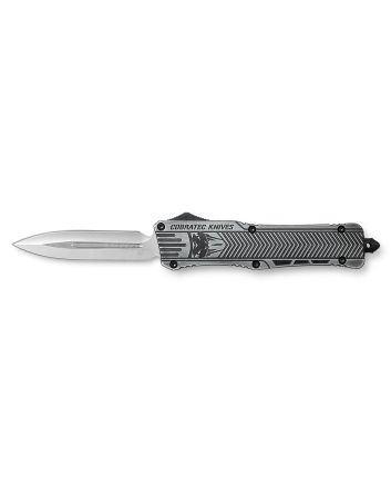 CobraTec Knives LSWCTK1LFAGNS CTK-1Large 3.75" OTF Dagger Plain D2 Steel Blade/Stonewashed Aluminum Handle Features Glass Breaker Includes Pocket Clip