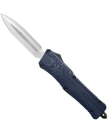 CobraTec Knives LNYCTK1DAGNS CTK-1Large 3.75" OTF Dagger Plain D2 Steel Blade/NYPD Blue Aluminum Handle Features Glass Breaker Includes Pocket Clip
