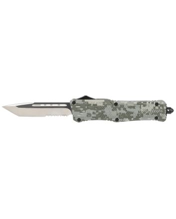 CobraTec Knives LADCCTK1LTS CTK-1Large 3.75" OTF Tanto Part Serrated D2 Steel Blade/Army DigiCamo Aluminum Handle Features Glass Breaker Includes Pocket Clip
