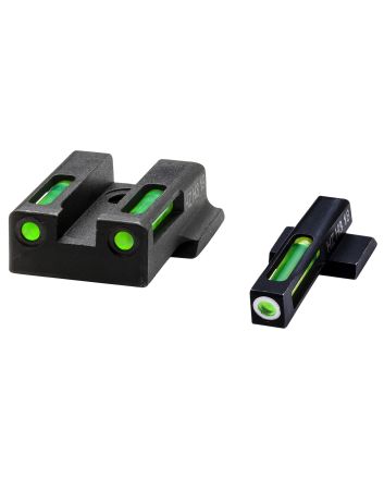 HiViz 9EZN321 LiteWave H3 Sight Set for S&amp;W 9EZ Green Tritium White Outline Front Sight-Green Fiber Optic Rear Sight
