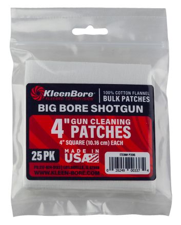 KleenBore P206 Super ShooterBig Bore Shotgun/ 37/40mm Launcher4" 100% Cotton Flannel 25 Per Pack