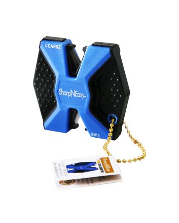 AccuSharp 334C SharpNEasy 2-Step Sharpener Hand Held Fine Coarse Ceramic Stone Sharpener Plastic Handle Black/Blue