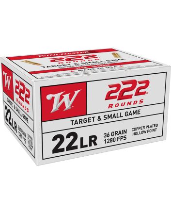 Winchester Ammo 22LR222HP USA22LR 36gr Copper Plated Hollow Point 222 Per Box/10 Case