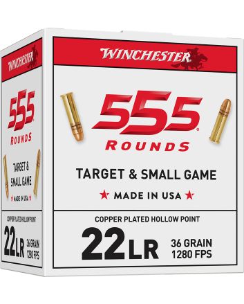 Winchester Ammo 22LR555HP USA22LR 36gr Copper Plated Hollow Point 555 Per Box/10 Case *Bulk