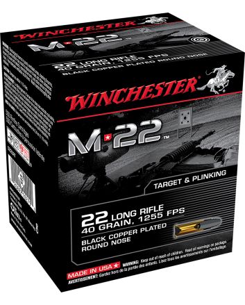 Winchester Ammo S22LRT M-2222LR 40gr Black Copper Plated Round Nose 1000 Per Bx/2 Case *Bulk