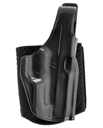 Galco AG834B Ankle GloveSize Fits Ankles up to 13" Black Leather Hook &amp; Loop Compatible w/Glock 48/Glock 48 MOS Right Hand