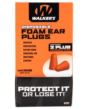 Walker's GWPFOAMPLUG Foam Ear Plugs Counter Display Disposable 32 dB Orange 100 Pair (200 Count)