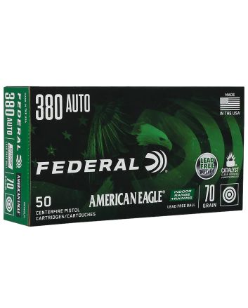 Federal AE380LF1 American Eagle Indoor Range Training 380ACP 70gr Lead Free IRT 50 Per Box/10 Case
