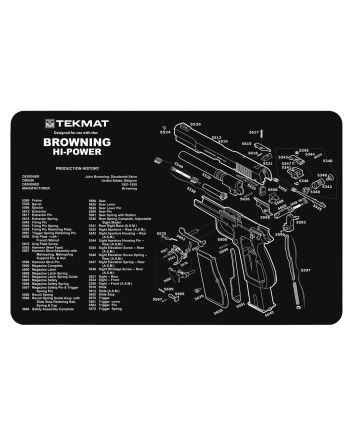 TekMat TEKR17BROWNINGHPCleaning Mat Black/White Rubber 11"x17" Browning Hi-Power Parts Diagram