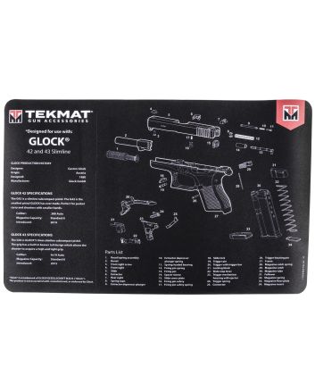 TekMat TEKR17GLOCK4243 Glock 42/43 Cleaning Mat Black/White Rubber 11"x17" Glock 42/43 Parts Diagram