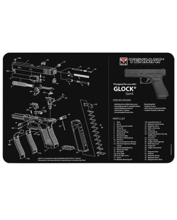 TekMat TEKR17GLOCKG5 Glock Gen5 Cleaning Mat Black/White Rubber 11"x17" Glock Gen5 Parts Diagram