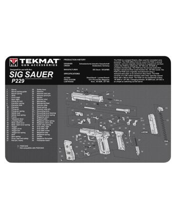 TekMat TEKR17SIGP229 Sig Sauer P229 Cleaning Mat Black/White Rubber 11"x17" Sig P229 Parts Diagram