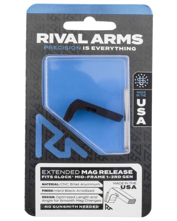 Rival Arms RA72G001A Magazine ReleaseCompatible w/Glock Gen3 (Except 21SF) Extended, Black Anodized Aluminum