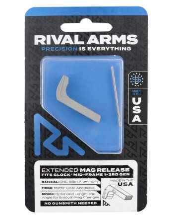 Rival Arms RA72G001D Magazine ReleaseCompatible w/Glock Gen3 (Except 21SF) Extended, Silver Aluminum