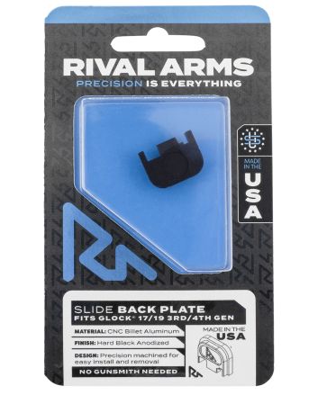 Rival Arms RA43G001A Slide Back Cover PlateDouble Stack Black Anodized Aluminum for Glock 17/19 Gen3-4
