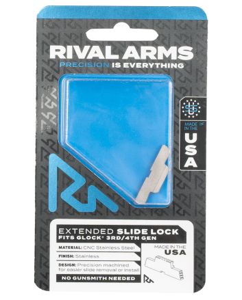 Rival Arms RA80G001D Slide LockExtended Stainless Steel for Glock Gen3-4