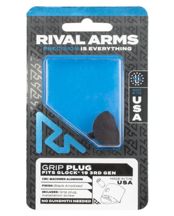Rival Arms RA75G201A Grip PlugCompatible w/Glock 19 Gen3, Black Anodized Aluminum