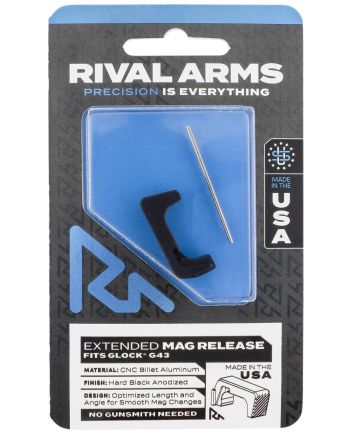 Rival Arms RA72G003A Magazine ReleaseExtended Black Anodized Aluminum for Glock 43