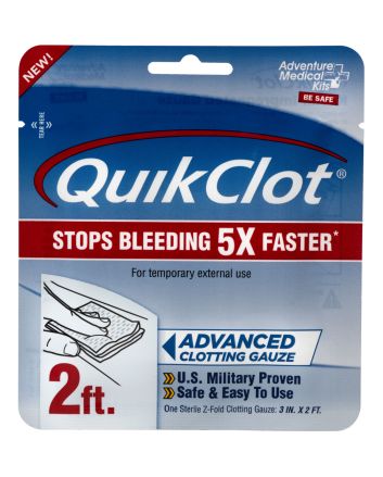 Adventure Medical Kits 50200025 QuikClotStop Bleeding White Clotting Gauze