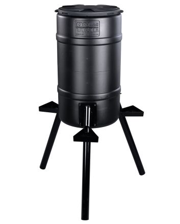 On Time 71540 Buckeye Gravity Feeder made of Polyethylene with 200 lbs Capacity, 2" Metal Legs, 3 Feeding Stations, Removable Lid &amp; Accepts All Types of Feed