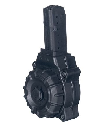 ProMag DRMA26 Standard30rd Drum 9mm Luger Fits AR-15, Compatible w/Glock Style Magazines Black DuPont Zytel Polymer