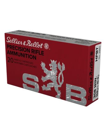 Sellier &amp; Bellot SB308G Rifle308Win 168gr Hollow Point Boat Tail 20 Per Box/25 Case