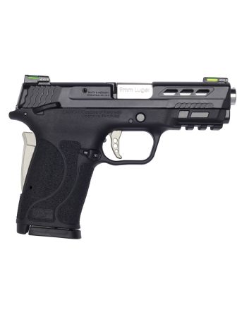 Smith &amp; Wesson 13225 Performance Center M&amp;P Shield EZ M2.0 9mm Luger 3.80" 8+1 Matte Black Black Armornite Stainless Steel Ported Slide Black Polymer Grip Sliver Colored Accents