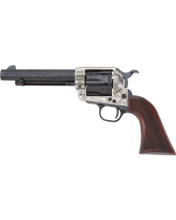 Pietta GW45ALO512NMCW 1873 GW2 Deluxe Alchimista III 45 Colt (LC) 6rd 5.50" Overall Blued Engraved Steel with Checkered Walnut Army Grip