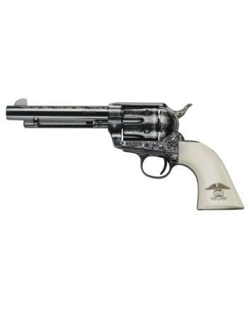Pietta GW45LLE434NMUI 1873 GW2 Liberty 45 Colt (LC) 6 Shot, 4.75" Blued Engraved Steel Barrel, Cylinder, Frame &amp; Hammer, Ultra Ivory Grip w/Engraved Liberty Eagle