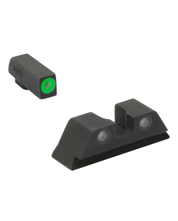 Meprolight USA 402243111 Hyper-Bright Sight Set Green Tritium/Black Frame Compatible w/Glock 17/17L/19/22/23, Post/Dovetail Mount