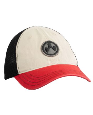 Magpul MAG1105-110 Icon Patch Trucker Hat Stone/Red/Black Adjustable Snapback OSFA Unstructured