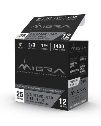 Migra Ammunitions M12S23 Staxd12Gauge 3" 1 1/4oz 2/3Shot 25 Per Box/10 Case