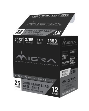 Migra Ammunitions M12LS2BB Combinational12 Gauge 3.50" 1 5/8 oz 2, BB Shot 25 Per Box/10 Cs