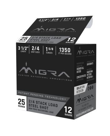 Migra Ammunitions M12LS24 Combinational12 Gauge 3.50" 1 5/8 oz 2, 4 Shot 25 Per Box/10 Cs
