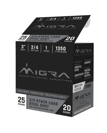 Migra Ammunitions M20S24 Combinational20Gauge 3" 1oz 2/4Shot 25 Per Box/10 Case