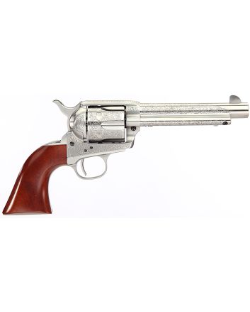 Taylors &amp; Company 550927DE 1873 Cattleman 45 Colt (LC) Caliber with 5.50"Barrel, 6rd Capacity Cylinder, Overall White Floral Engraved Finish Steel, Walnut Navy Size Grip &amp; Overall Taylor Polish