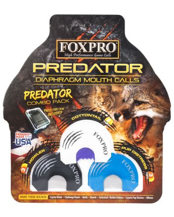 Foxpro COYCOMBO Predator Combo Diaphragm Call Double/Triple Reed Cottontail Sounds Attracts Predators Black/Blue/White 3 Piece