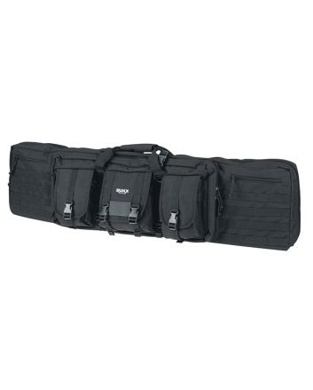 Rukx Gear ATICT42DGB Tactical Double Gun Case 42" Water Resistant Black 600D Polyester w/ Non-Rust Zippers Reinforced Velcro &amp; Adjustable Back Straps