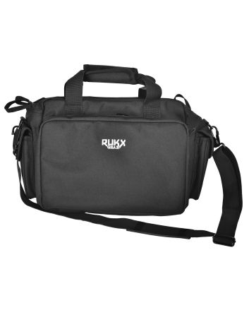 Rukx Gear ATICTRBB Tactical Range BagWater Resistant Black 600D Polyester with Hidden Handgun Pocket, Mag &amp; Ammo Storage, Non-Rust Zippers &amp; Carry Handle 16" x 7.50" x 10.50" Interior Dimensions