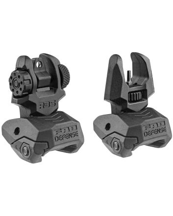 FAB Defense FXFRBS Front/Rear Folding Back-Up SightsAR-15/ M16/ M4 Low Profile Dual Aperture Rear Sight Black Polymer and Metal