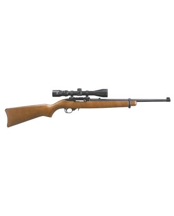 Ruger 31159 10/22 Carbine 22 LR 10+1 18.50" Barrel, Satin Black Alloy Steel, Hardwood Stock, Cross-Bolt Manual Safety, Includes Viridian EON 3-9x40mm Scope