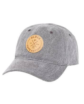 Glock AP95882 Safe Action PatchHat, Distressed Gray Denim, Relaxed Fit w/Adjustable Metal Back, Leather-Like Glock Patch