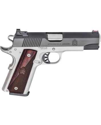 Springfield Armory PX9118L 1911 Ronin 45 ACP 8+1, 4.25" Stainless Match Grade Steel Barrel, Salt Blued Serrated Carbon Steel Slide, Satin Cerakote Aluminum Frame w/Beavertail, Crossed Cannon Wood Grip