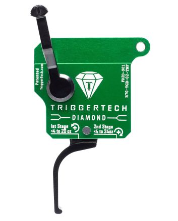 TriggerTech R70TGB02TNF DiamondTwo-Stage Flat Clean Trigger with 0.50-2.80 lbs Draw Weight &amp; Green w/Black Parts Finish for Remington 700 Right