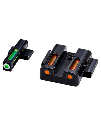 HiViz MPN421 LiteWave H3 Sight Set for S&amp;W M&amp;P Green Tritium White Outline Front Sight-Orange Fiber Optic Rear Sight
