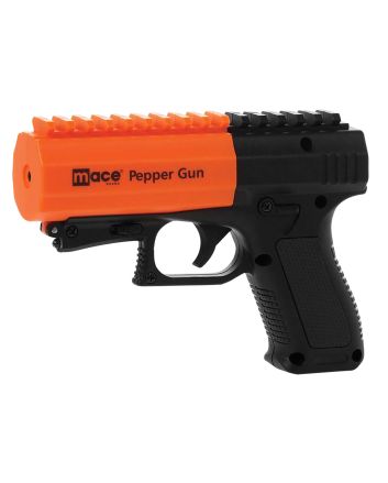 Mace 80586 Pepper Spray Gun 2.0OC Pepper UV Dye 7 Bursts Range 20 ft Black/Orange Includes LED Light