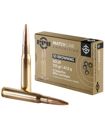 PPU PPM50 Match50BMG 725gr Full Metal Jacket Solid 5 Per Box/20 Case